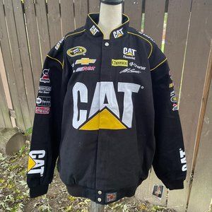 Vintage JH Design CAT Jeff Burton Nascar Racing Jacket Black Yellow Size 2XL NWT